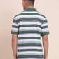 Green & White Striped Slim Fit Polo T-Shirt | Greenfibre