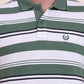 Green & White Striped Slim Fit Polo T-Shirt | Greenfibre