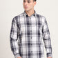 Navy Blue Checked Slim Fit Casual Shirt | JadeBlue