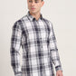 Navy Blue Checked Slim Fit Casual Shirt | JadeBlue