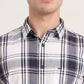 Navy Blue Checked Slim Fit Casual Shirt | JadeBlue