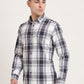 Navy Blue Checked Slim Fit Casual Shirt | JadeBlue