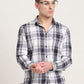 Navy Blue Checked Slim Fit Casual Shirt | JadeBlue