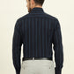 Navy Blue Striped Slim Fit Formal Shirt | Metal