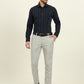Navy Blue Striped Slim Fit Formal Shirt | Metal