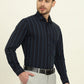 Navy Blue Striped Slim Fit Formal Shirt | Metal