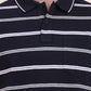 Navy Blue & White Striped Regular Fit Polo T-Shirt | Greenfibre