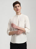 Khaki Solid Slim Fit Semi Casual Shirt | Greenfibre