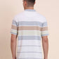 White & Light Grey Striped Regular Fit Polo T-Shirt | Greenfibre
