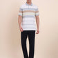 White & Light Grey Striped Regular Fit Polo T-Shirt | Greenfibre