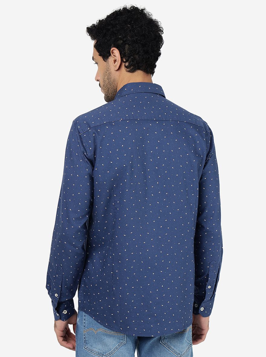 Blue Printed Smart Fit Semi Casual Shirt | Greenfibre