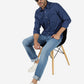 Blue Printed Smart Fit Semi Casual Shirt | Greenfibre