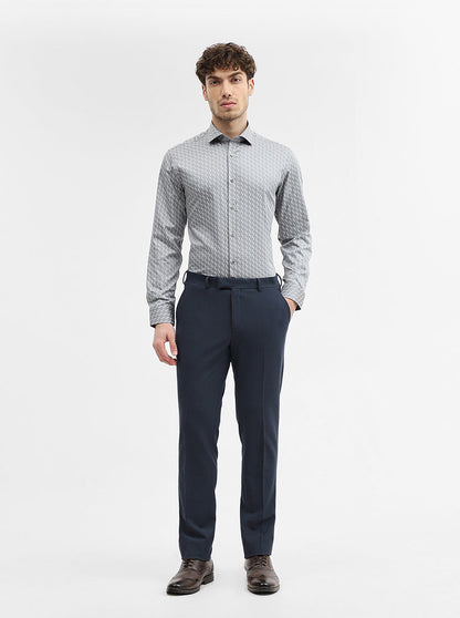 Grey Printed Slim Fit Formal Shirt | Greenfibre