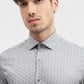 Grey Printed Slim Fit Formal Shirt | Greenfibre