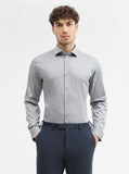 Grey Printed Slim Fit Formal Shirt | Greenfibre