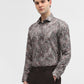 Green & Brown Printed Slim Fit Party Wear Shirt | Greenfibre