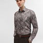 Green & Brown Printed Slim Fit Party Wear Shirt | Greenfibre