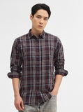 Maroon Checked Slim Fit Casual Shirt | Greenfibre