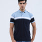 Sky Blue Striped Regular Fit Polo T-Shirt | Greenfibre