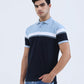 Sky Blue Striped Regular Fit Polo T-Shirt | Greenfibre