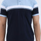 Sky Blue Striped Regular Fit Polo T-Shirt | Greenfibre