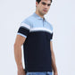 Sky Blue Striped Regular Fit Polo T-Shirt | Greenfibre