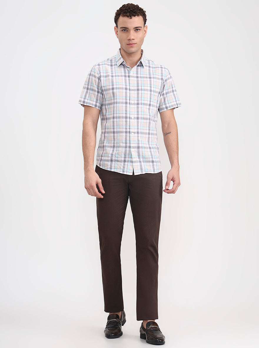 Dark Brown Solid Super Slim Fit Casual Trouser | Greenfibre