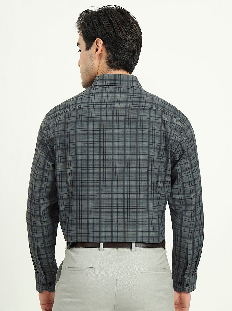 Teal Green Checked Slim Fit Formal Shirt | Greenfire