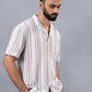 Grey Striped Slim Fit Casual Shirt | JadeBlue