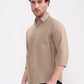Khaki Solid Slim Fit Casual Shirt | Greenfibre