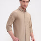 Khaki Solid Slim Fit Casual Shirt | Greenfibre