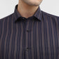 Blue & Maroon Striped Slim Fit Formal Shirt | Greenfibre