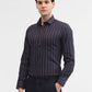 Blue & Maroon Striped Slim Fit Formal Shirt | Greenfibre
