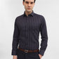 Blue & Maroon Striped Slim Fit Formal Shirt | Greenfibre