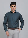Green Printed Slim Fit Formal Shirt | Greenfibre