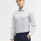 Blue & White Printed Slim Fit Party Wear Shirt | Greenfibre