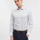 Blue & White Printed Slim Fit Party Wear Shirt | Greenfibre