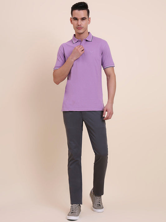 Lavender Solid Slim Fit Polo T-Shirt | Greenfibre