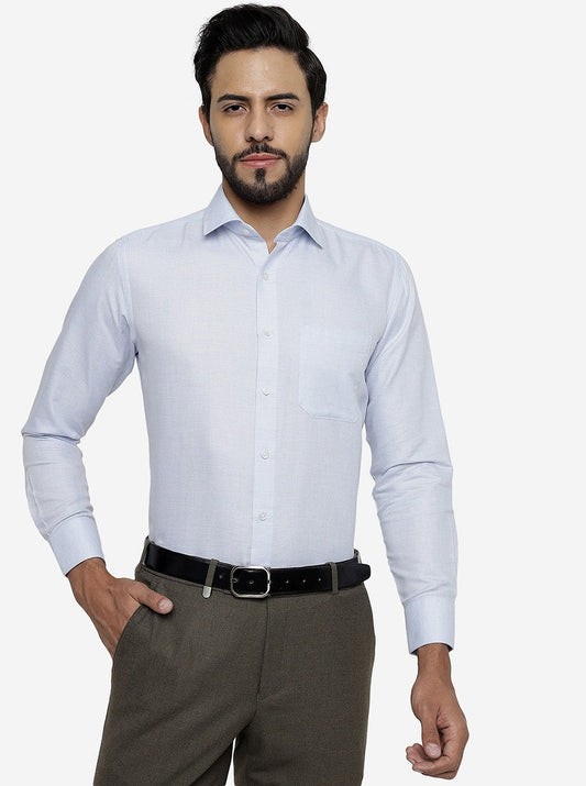 Sky Blue Solid Slim Fit Formal Shirt | Greenfibre