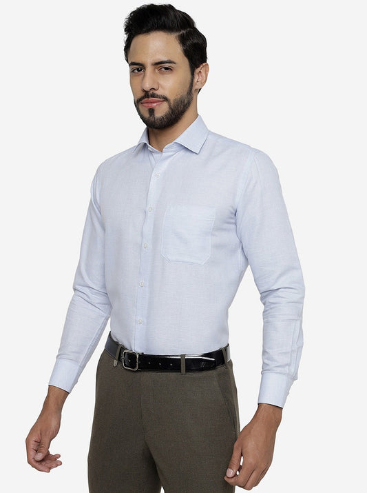 Sky Blue Solid Slim Fit Formal Shirt | Greenfibre