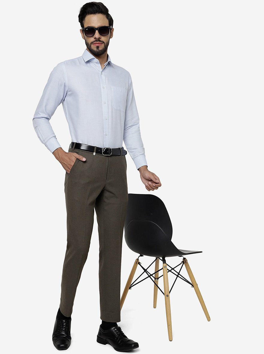 Sky Blue Solid Slim Fit Formal Shirt | Greenfibre