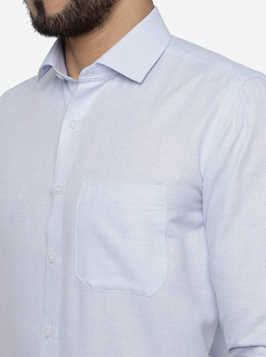 Sky Blue Solid Slim Fit Formal Shirt | Greenfibre