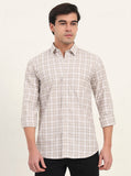 Brown Checked Slim Fit Semi Casual Shirt | Greenfibre