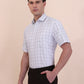 White & Grey Checked Regular Fit Formal Shirt | Greenfibre