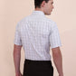 White & Grey Checked Regular Fit Formal Shirt | Greenfibre