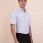 White & Grey Checked Regular Fit Formal Shirt | Greenfibre