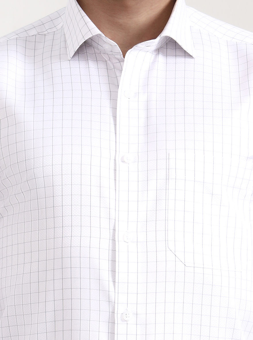 White & Grey Solid Regular Fit Formal Shirt | Greenfibre