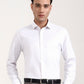 White & Grey Solid Regular Fit Formal Shirt | Greenfibre