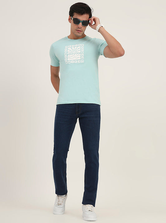 Light Blue Washed Slim Fit Jeans | Greenfibre