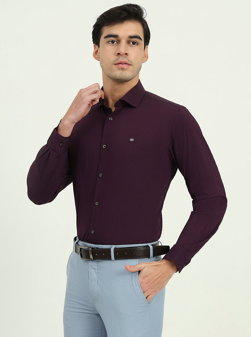 Wine Solid Slim Fit Party Wear Shirt | Greenfibre